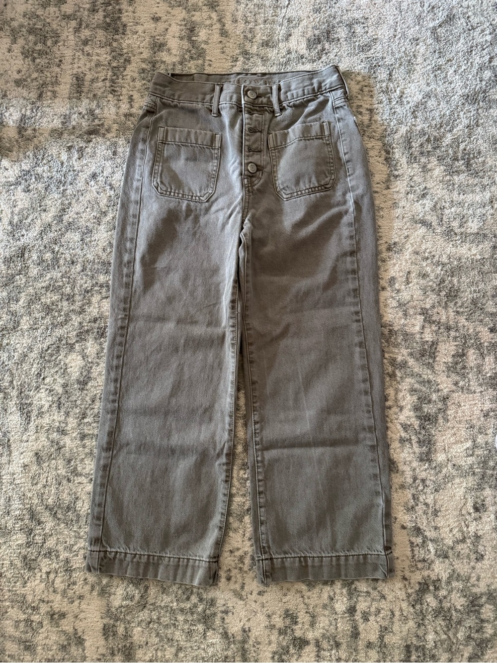 American Eagle Outfitters Light Gray Button-Fly Jeans